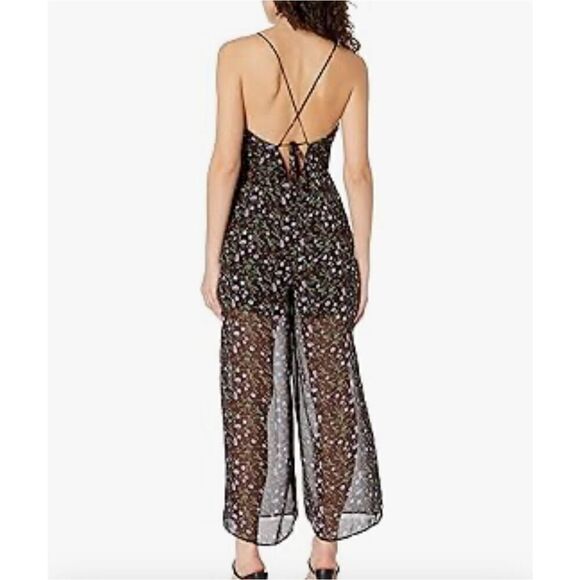 JOA womens Cowl Neck Floral Sheer Jumpsuit NWT - Picture 2 of 9